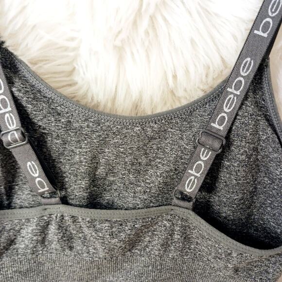bebe Sports Bra Bling SILVER DOTS Sz M Gray LIMITED EDITION Seamless Padded GLAM - Picture 14 of 16